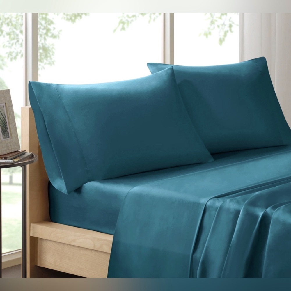 Deep Teal Butter Soft 300TC Set Liquid Pima Cotton KING Pillowcases NWT NIB